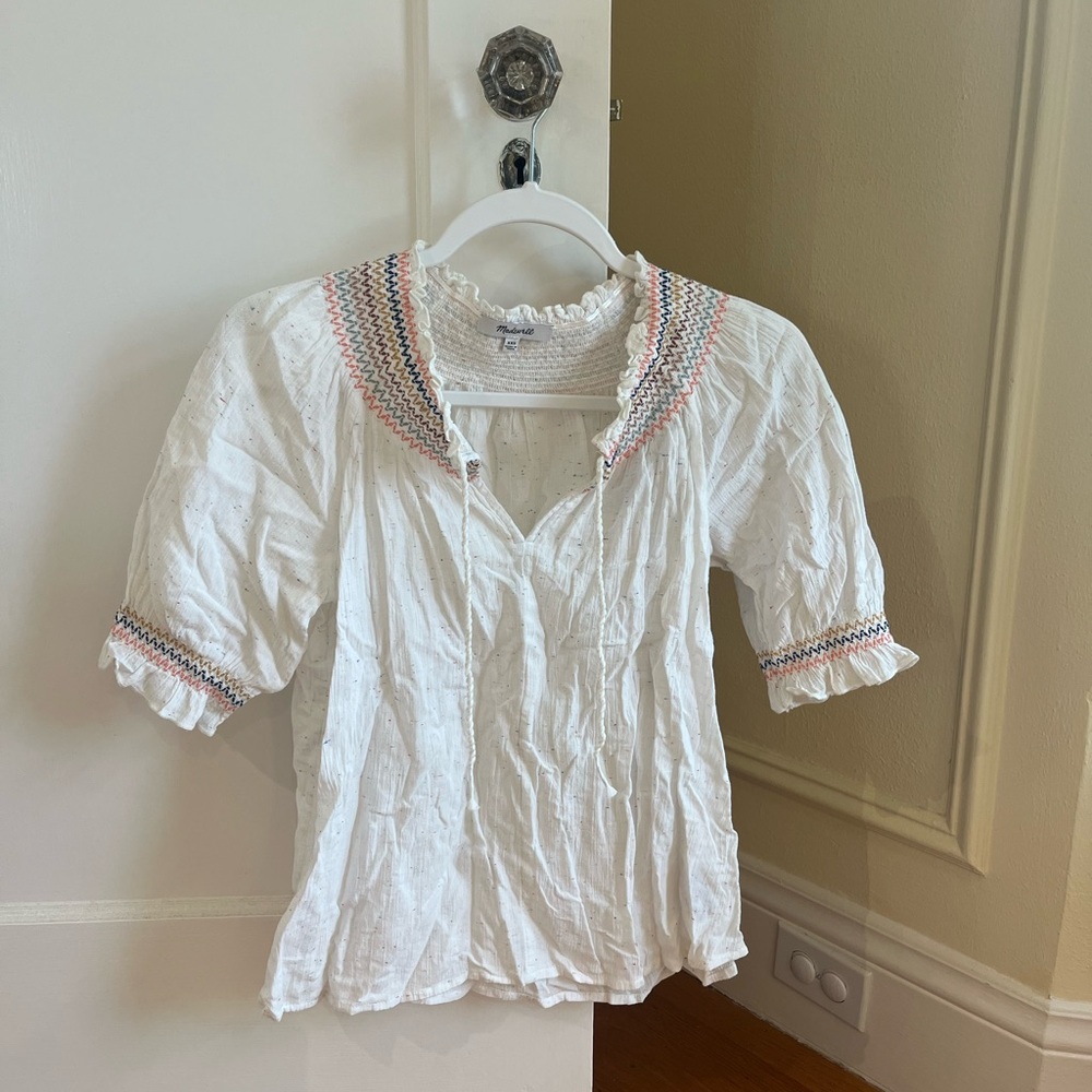 White Madewell shirt with Multicolor Accents